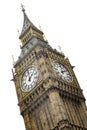 The ornate clock tower that houses Big Ben in London, England, Great Britain isolated on white background with clipping path Royalty Free Stock Photo