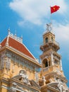 The clocktower of the People`s Committee Building, Ho Chi Minh City, Vietnam Royalty Free Stock Photo