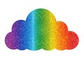 Ornate cloud shape featuring a gradient of rainbow colors: purple, blue, green, yellow, Royalty Free Stock Photo