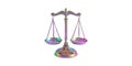 Ornate colorful balance scale with chains isolated on transparent background Royalty Free Stock Photo