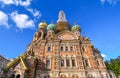 The ornate and colorful rear facade of the Church of our Savior on the Spilled Blood in Saint Petersburg, Russia