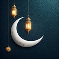 Captivating Ramadan special theme with crescent moon and glowing lanterns, abstract background pattern Royalty Free Stock Photo