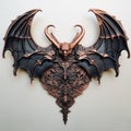 Ornate Copper Dragon Bat Wall Mount - Gothic Futurism Sculptural Relief Royalty Free Stock Photo