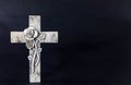 Ornate cross on a dark background. Condolence card. Empty place for emotional sentimental quote or text Royalty Free Stock Photo