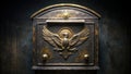 Ornate dark metal postbox with gilded eagle emblem. Generative AI Royalty Free Stock Photo