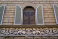 Facade of a medieval Renaissance gothic building, Centro Storico, Florence Italy