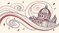 Ornate dome building, architectural elegance vector design Generative AI