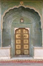 Ornate door at the Chandra Mahal, Jaipur City Palace Royalty Free Stock Photo