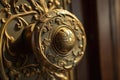 ornate door handle, with detailed filigree and swirls, on bedroom or closet door Royalty Free Stock Photo