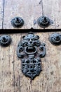 Ornate door knocker details on a door at Sucre Metropolitan Cathedral, Sucre, Bolivia