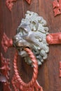 Ornate door knocker side view Lion sculpture