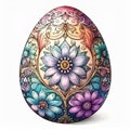 Ornate Easter Egg with Floral Motifs on White Background Delicate Design Royalty Free Stock Photo