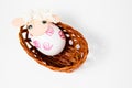 Ornate eggshells as ship - lamb in the nest - hand made easter decoration