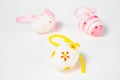 Ornate eggshells with ribbon - hand made easter decoration