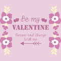 Ornate elegant pink and white floral frame, for greeting card happy valentine day. Vector Royalty Free Stock Photo