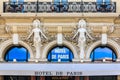 Ornate exterior of the famous Hotel de Paris in Monte Carlo Monaco, regularly listed on Conde Nast Traveler Gold List