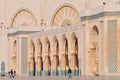 Ornate exterior of Hassan II Mosque in Casablanca, Morocco