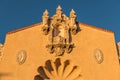 Ornate facade of an historic Spanish renaissance style building in Santa Fe, New Mexico