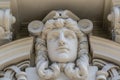 Ornate facade of a house with a head of a man in art nouveau style in Riga, Latvia Royalty Free Stock Photo