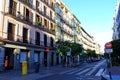 Ornate Facade of typical residence/ commercial Buildings and streets in City of Madrid