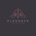 Ornate feminine elegant abstract logo with a heart shape in a modern mono line style