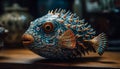 Ornate fish tank decoration showcases colorful saltwater fish collection underwater generated by AI