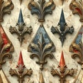 Ornate Fleur-de-lis and Spearhead Motifs on Textured Background Royalty Free Stock Photo
