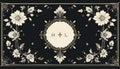 Ornate floral design with central monogram on dark background with decorative border elements Royalty Free Stock Photo