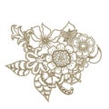 Ornate floral drawing with flowers. Doodle sharpie background. template for card, poster, leaflet.