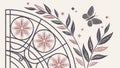 Ornate Floral and Geometric Corner with Butterfly, vector design Generative AI Royalty Free Stock Photo