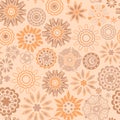 Ornate floral seamless texture, endless pattern with flowers looks like retro snowflakes or snowfall. Seamless pattern