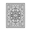 Ornate flower petal engraved card monochrome