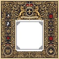 Ornate frame featuring a regal design with a central empty space Royalty Free Stock Photo
