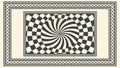 Ornate Frame with Hypnotic Swirling Checkerboard Pattern, vector design Generative AI Royalty Free Stock Photo