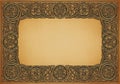 Ornate frame with intricate Celtic knotwork patterns in a symmetrical Royalty Free Stock Photo