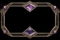 an ornate frame with purple crystals on it