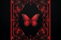 an ornate frame with a red butterfly on a black background Royalty Free Stock Photo