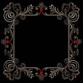 an ornate frame with red and gold swirls on a black background Royalty Free Stock Photo