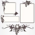 Ornate frames with grapes leaves and vine Royalty Free Stock Photo
