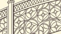 Ornate Geometric Patterned Gate or Railing Vector Illustration, Architectural Metalwork, vector design Generative AI Royalty Free Stock Photo