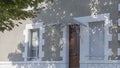 Ornate glass and wrought iron canopy over a door Royalty Free Stock Photo