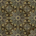 Ornate gold Baroque vector seamless pattern. Surface gold 3d background. Damask antique ornaments. Vintage flowers, scroll leaves Royalty Free Stock Photo