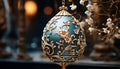 Ornate gold Christmas decoration illuminates old fashioned winter traditions indoors generated by AI