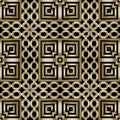 Ornate gold 3d geometric vector seamless pattern. Greek key meander background. Abstract ornamental decorative ethnic Royalty Free Stock Photo