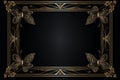 an ornate gold frame with butterflies on a black background Royalty Free Stock Photo