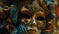 Ornate gold mask disguises beauty in Italian celebration generated by AI