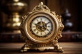 Ornate Gold old clock. Generate Ai Royalty Free Stock Photo