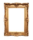 Ornate Gold Picture Frame Isolated on a white background. Generative AI Royalty Free Stock Photo