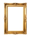 Ornate Gold Picture Frame Isolated on a white background. Generative AI Royalty Free Stock Photo