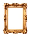 Ornate Gold Picture Frame Isolated on a white background. Generative AI Royalty Free Stock Photo